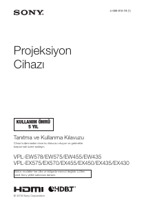 Kullanım kılavuzu Sony VPL-EW435 Projektör