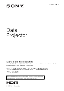 Manual de uso Sony VPL-SW526C Proyector