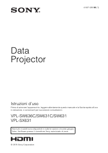 Manuale Sony VPL-SW631 Proiettore