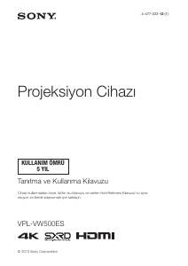 Kullanım kılavuzu Sony VPL-VW500ES Projektör