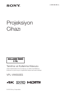 Kullanım kılavuzu Sony VPL-VW550ES Projektör