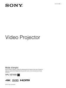 Mode d’emploi Sony VPL-VZ1000ES Projecteur