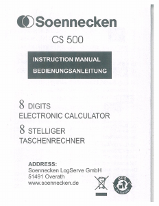 Manual Soennecken CS500 Calculator