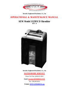 Manual SEM 1125P/CD Paper Shredder