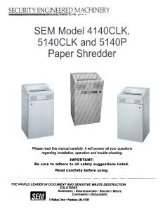 Manual SEM 4140CLK Paper Shredder