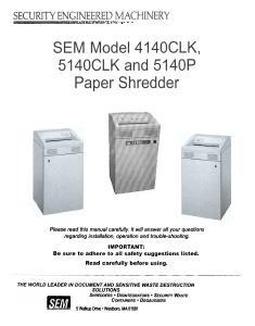 Manual SEM 5140P Paper Shredder