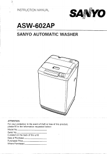 Handleiding Sanyo ASW-602AP Wasmachine