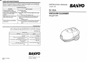 Manual Sanyo SC-65A Vacuum Cleaner