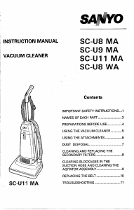Manual Sanyo SC-U8 WA Vacuum Cleaner