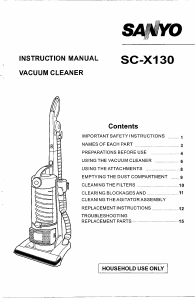 Manual Sanyo SC-X130 Vacuum Cleaner