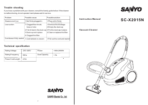 Handleiding Sanyo SC-X2015N Stofzuiger