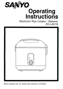 Manual Sanyo ECJ-AU18 Pressure Cooker