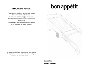 Manual Bon Appétit 196900 Mandoline