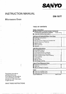 Manual Sanyo EM-707T Microwave