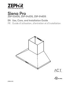 Mode d’emploi Zephyr ZSP-E42DS Siena Pro Hotte aspirante