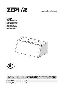 Manual Zephyr DME-E48AMBX Mesa Cooker Hood