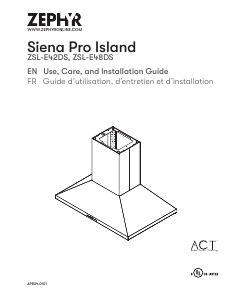 Mode d’emploi Zephyr ZSL-E42DS Siena Pro Island Hotte aspirante
