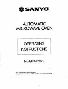 Manual Sanyo EM-3960 Microwave