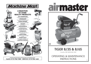 Handleiding Airmaster Tiger 8/35 Compressor
