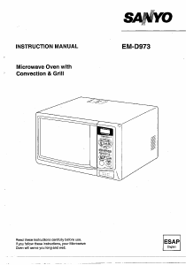 Manual Sanyo EM-D973 Microwave