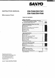 Manual Sanyo EM-F301 Microwave