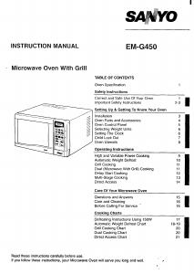 Manual Sanyo EM-G450 Microwave