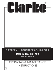 Manual Clarke BC 700 Jump Starter