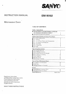 Manual Sanyo EM-N102 Microwave