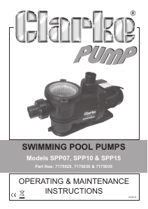 Manual Clarke SPP 15 Swimming Pool Pump