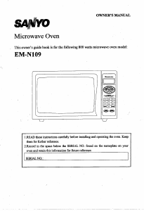 Manual Sanyo EM-N109 Microwave