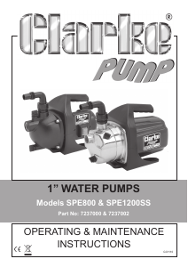 Manual Clarke SPE 1200SS Water Pump