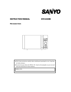 Manual Sanyo EM-S2220B Microwave