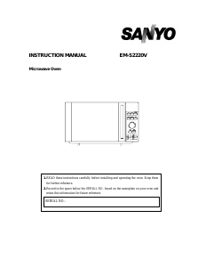 Manual Sanyo EM-S2220V Microwave