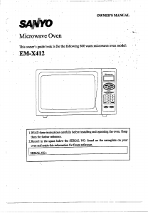 Manual Sanyo EM-X412 Microwave
