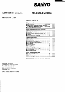 Manual Sanyo EM-X470 Microwave