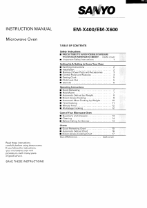 Manual Sanyo EM-X600 Microwave