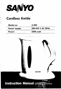 Manual Sanyo U-300 Kettle