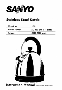 Manual Sanyo U-302 Kettle