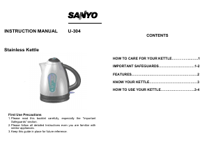 Manual Sanyo U-304 Kettle