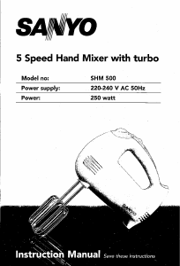 Handleiding Sanyo SHM-500 Handmixer