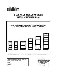 Manual Summit SCR1536BGPNR Refrigerator