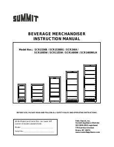 Manual Summit SCR1400WLHCSS Refrigerator