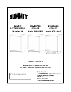 Manual Summit SCR2466BPNR Refrigerator