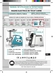 Manual Detoolz DZ-CB100 Tocator carne