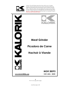 Mode d’emploi Kalorik MGR 38593 Hachoir à viande