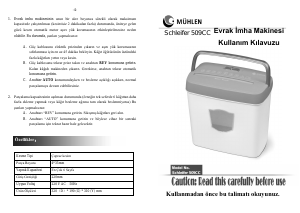 Kullanım kılavuzu Mühlen Schleifer 509CC Kağıt öğütücü