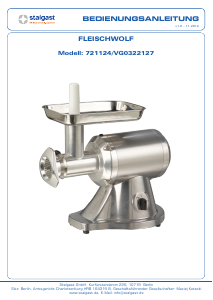 Bedienungsanleitung Stalgast 721124 Fleischwolf