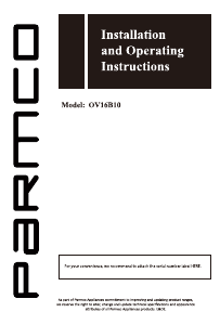 Handleiding Parmco OV16B10 Oven