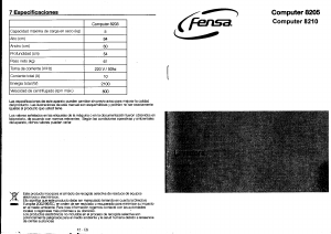 Manual de uso Fensa Computer 8205 Lavadora