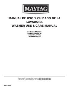 Manual de uso Maytag 7MMVW7230LW Lavadora